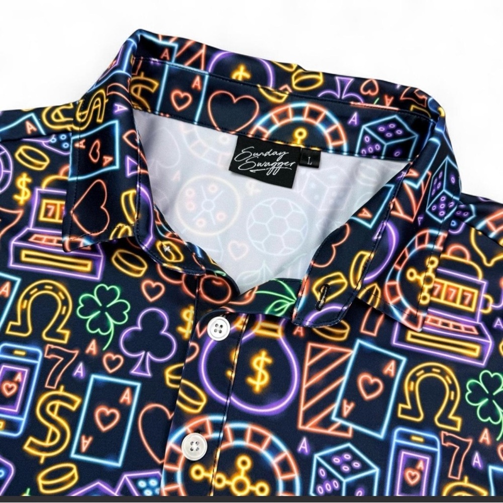 Men’s Sunday Swagger "The Gambler" Golf Polo Shirt Size Large - Picture 2 of 5